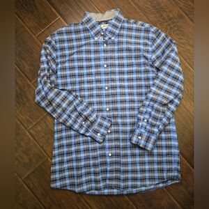 Islandia Mens Collared Button Up Blue Plaid Long Sleeve Top XXL